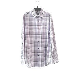 WRK 4-Way Stretch Pink Check Dress Shirt Size 15 Long Sleeve Modern Fit